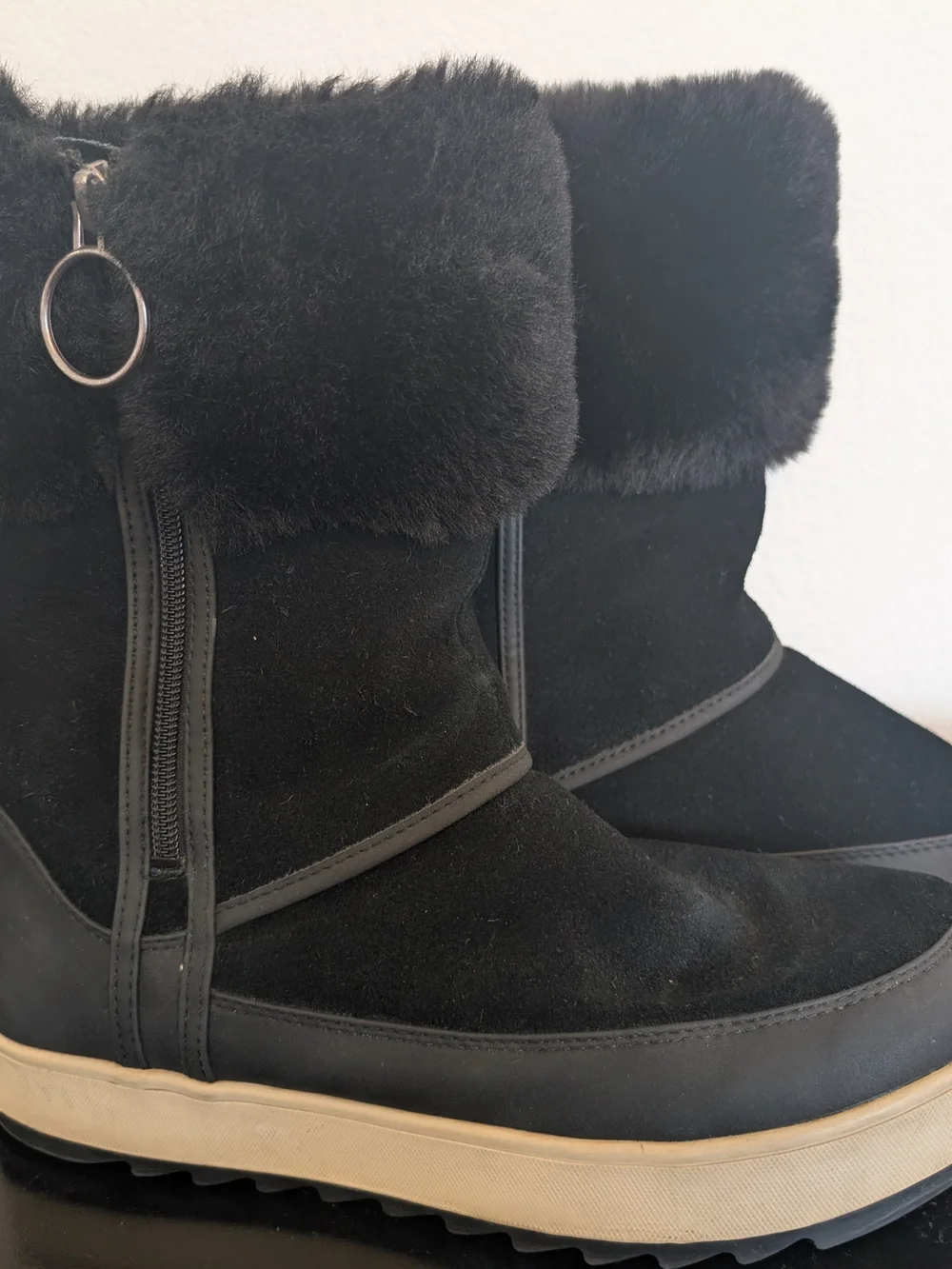 UGG Koolaburra by UGG Women's Tynlee Suede Fur High Boots Black